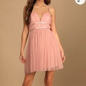 Lulu's Pink Pleated Mini Dress for Weddings